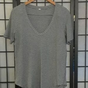 Ladies Lululemon Gray& White Striped T-Shirt